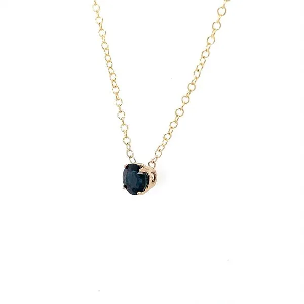 14K Yellow Gold Blue Sapphire Necklace 18