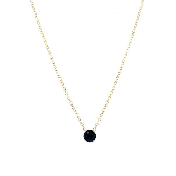 14K Yellow Gold Blue Sapphire Necklace 18