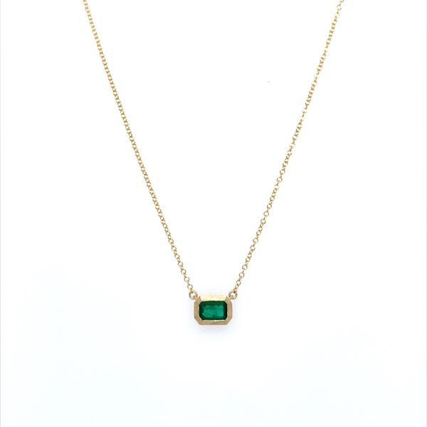 14KY Gold Emerald Cut Emerald Bezel Pendant Necklace Image 2 Franzetti Jewelers Austin, TX