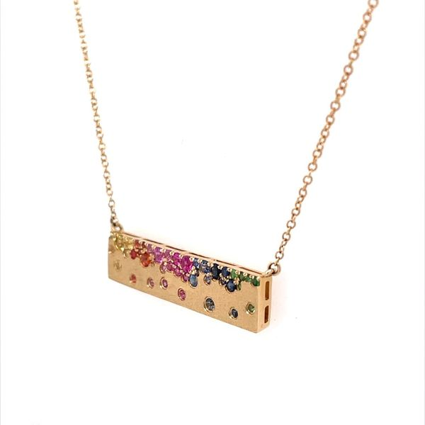 14KY Gold Rainbow Sapphire & Tsavorite Gemstone Necklace Image 3 Franzetti Jewelers Austin, TX