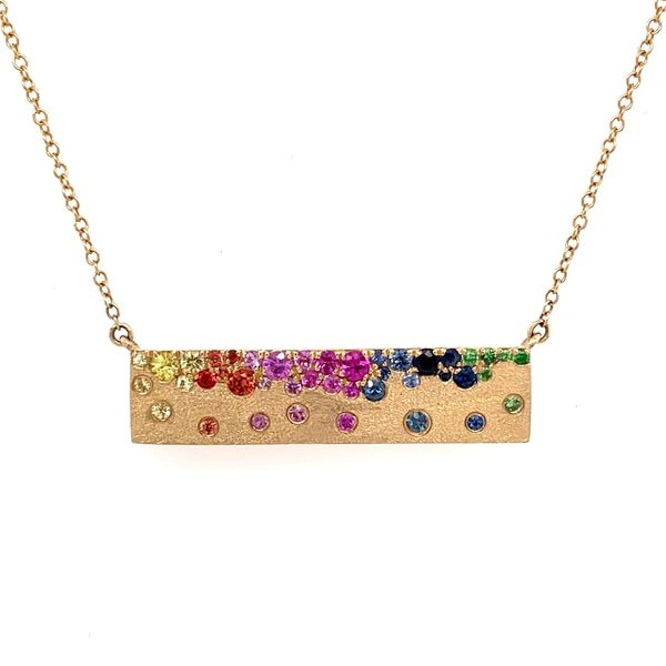 14KY Gold Rainbow Sapphire & Tsavorite Gemstone Necklace Franzetti Jewelers Austin, TX
