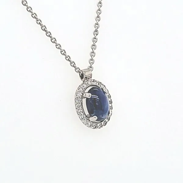 14KW Gold Sapphire & Diamond Pendant with 18