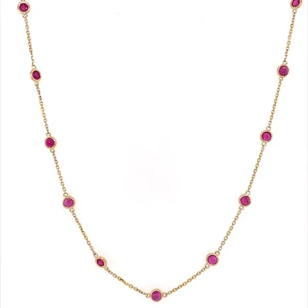 14KY Gold Ruby Station Necklace 3.04 CTW Franzetti Jewelers Austin, TX