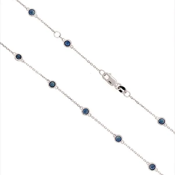 14KW Gold Blue Sapphire Station Necklace 3.40 CTW 18