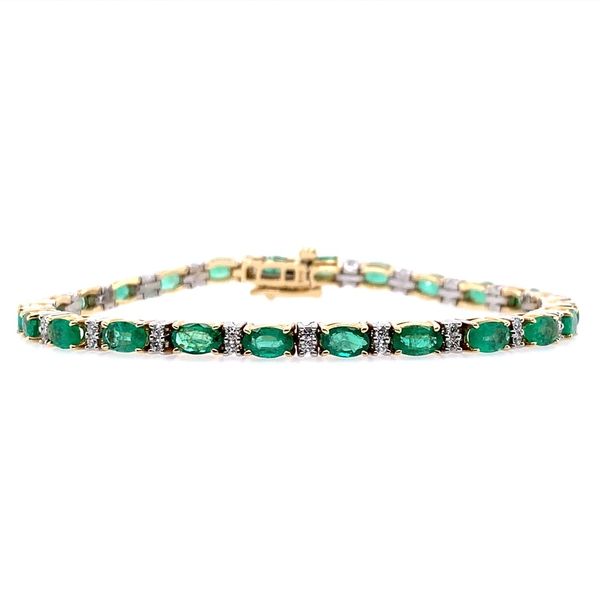 14K Yellow & White Gold Emerald & Diamond Bracelet Image 2 Franzetti Jewelers Austin, TX