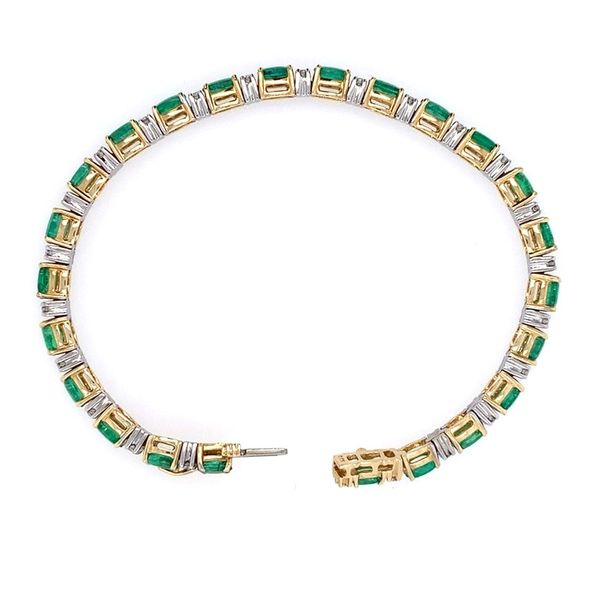 14K Yellow & White Gold Emerald & Diamond Bracelet Image 3 Franzetti Jewelers Austin, TX