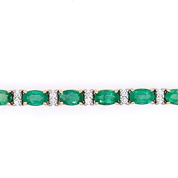 14K Yellow & White Gold Emerald & Diamond Bracelet Image 4 Franzetti Jewelers Austin, TX