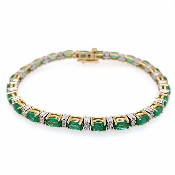 14K Yellow & White Gold Emerald & Diamond Bracelet Franzetti Jewelers Austin, TX