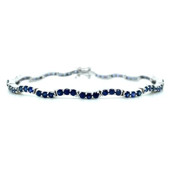 14KW Gold 4.44 CTW Blue Sapphire Wave Bracelet 7 