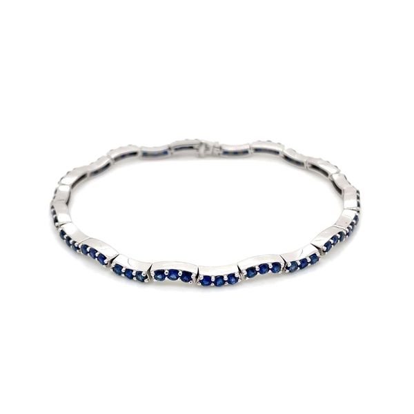 14KW Gold 3.38 CTW Blue Sapphire Wave Bracelet 7