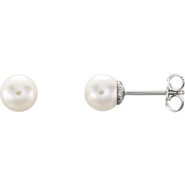 Sterling Silver 6 - 6.5 mm Freshwater Pearl Stud Earrings Franzetti Jewelers Austin, TX