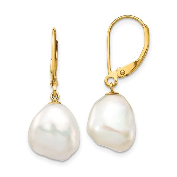 14 karat yellow gold Baroque Pearl drop earrings Franzetti Jewelers Austin, TX