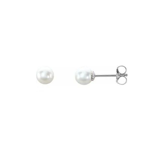 Sterling Silver 5 - 5.5 mm Freshwater Pearl Stud Earrings Franzetti Jewelers Austin, TX