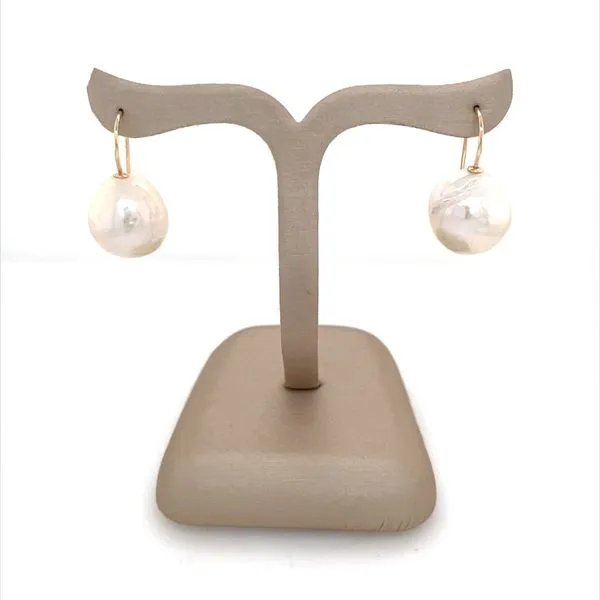 14KY Gold 20 mm Baroque Pearl Dangle Earrings Image 2 Franzetti Jewelers Austin, TX