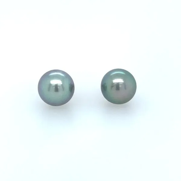 14KW Gold 10 - 10.5 mm Gray Colored Akoya Pearl Stud Earrings Image 2 Franzetti Jewelers Austin, TX