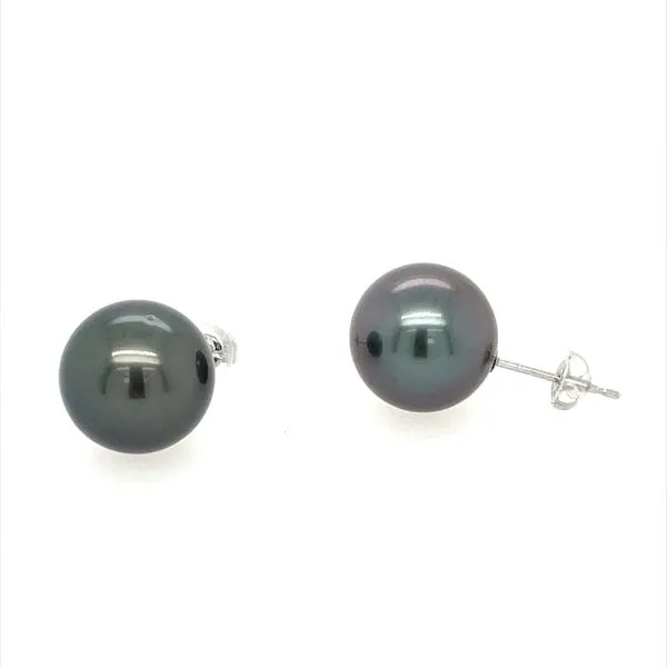 Platinum 11.8 mm Tahitian Pearl Stud Earrings Franzetti Jewelers Austin, TX