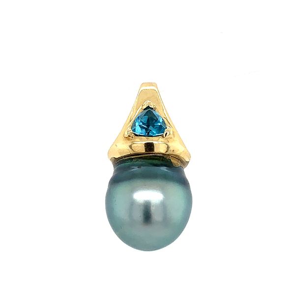 14KY Gold Pendant with 11.9 MM Tahitian Pearl & Blue Topaz Franzetti Jewelers Austin, TX