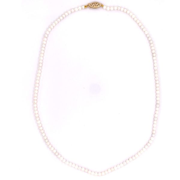 3 - 3.5 mm White Freshwater Pearl Necklace with Yellow Gold Clasp Image 2 Franzetti Jewelers Austin, TX