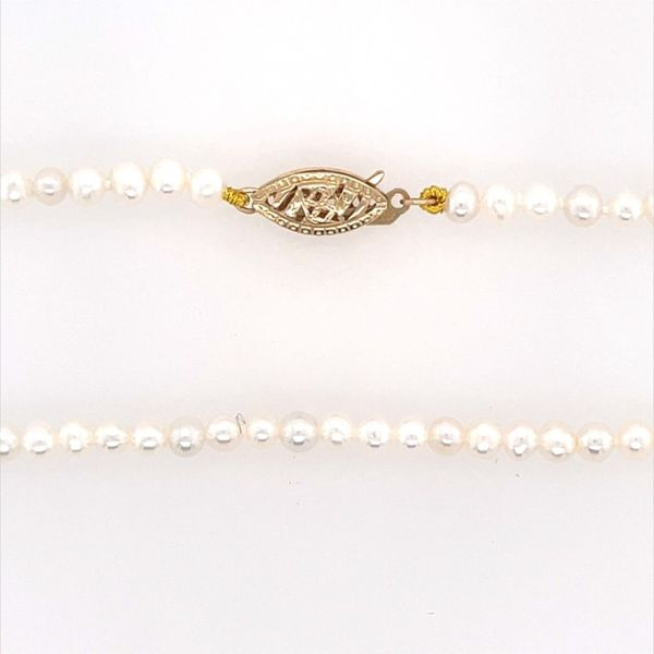 3 - 3.5 mm White Freshwater Pearl Necklace with Yellow Gold Clasp Image 3 Franzetti Jewelers Austin, TX
