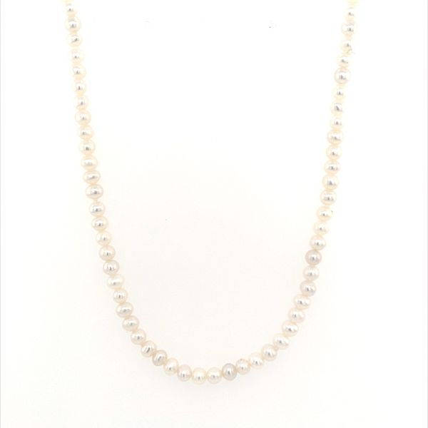 3 - 3.5 mm White Freshwater Pearl Necklace with Yellow Gold Clasp Franzetti Jewelers Austin, TX
