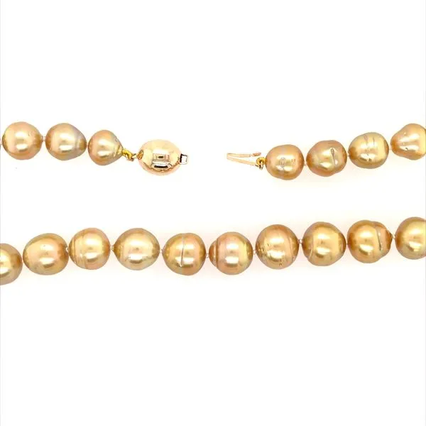10 - 12.5 mm Golden South Sea Pearl Necklace with Yellow Gold Clasp 17.5