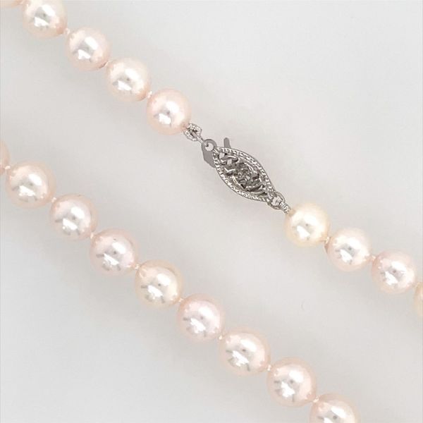 6.5 - 7 mm White Akoya Pearl Necklace with White Gold Clasp 18