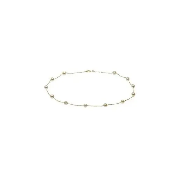 14K Yellow Gold Pearl Station Necklace 18