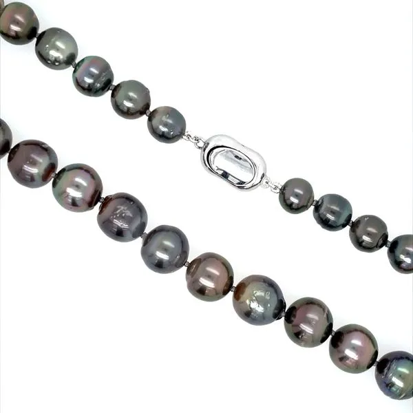 8 - 10 mm Black Tahitian Pearl Necklace with SS Clasp 18