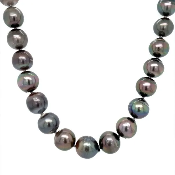 8 - 10 mm Black Tahitian Pearl Necklace with SS Clasp 18