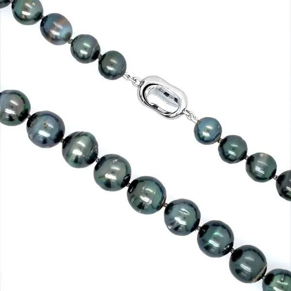 8 - 10 mm Black Tahitian Pearl Necklace with SS Clasp 18