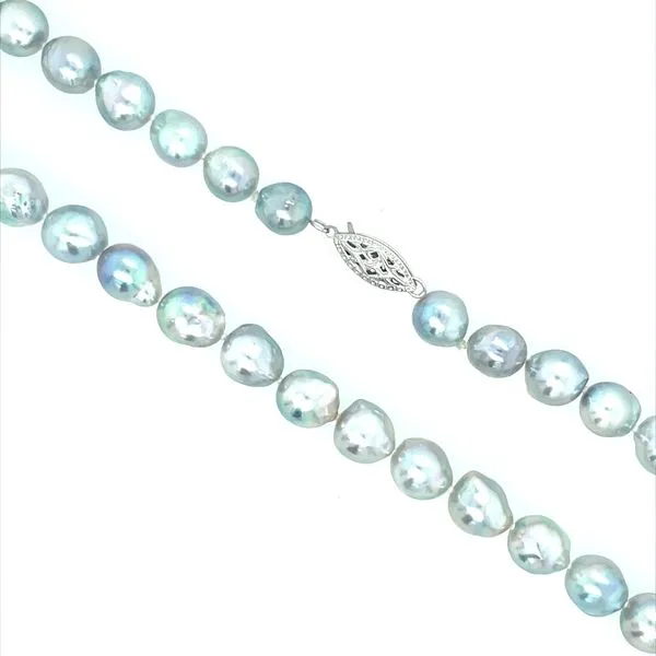 7 x 8 mm Silvery Akoya Pearl Necklace with 14KW Gold Clasp 17.5