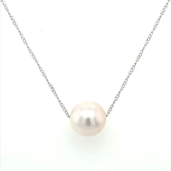 SS Necklace with 9.4 mm White Freshwater Pearl - 18