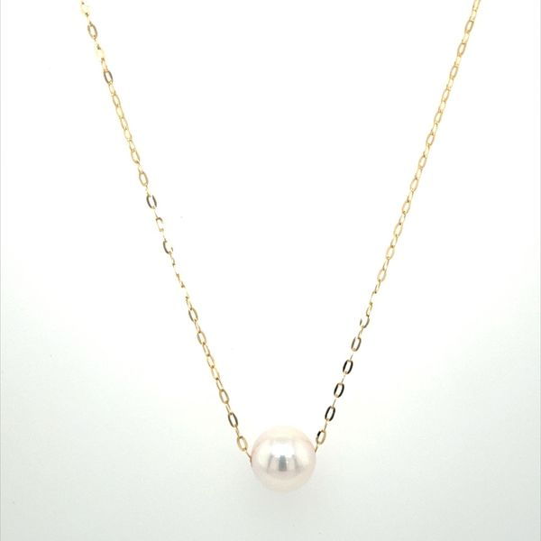 18KY Necklace with 7.5 - 8 mm White Akoya Pearl 16