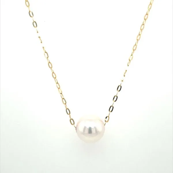 18KY Necklace with 7.5 - 8 mm White Akoya Pearl - 16