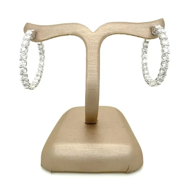 14KW Gold 27 mm Inside-Outside Lab Diamond Hoop Earrings 3 CTW Image 3 Franzetti Jewelers Austin, TX