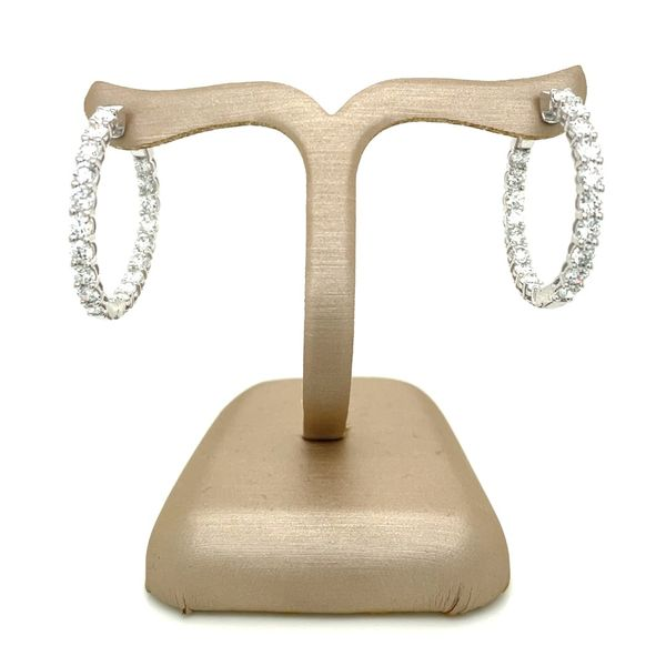 14KW Gold 27 mm Inside-Outside Lab Diamond Hoop Earrings 3 CTW Image 4 Franzetti Jewelers Austin, TX