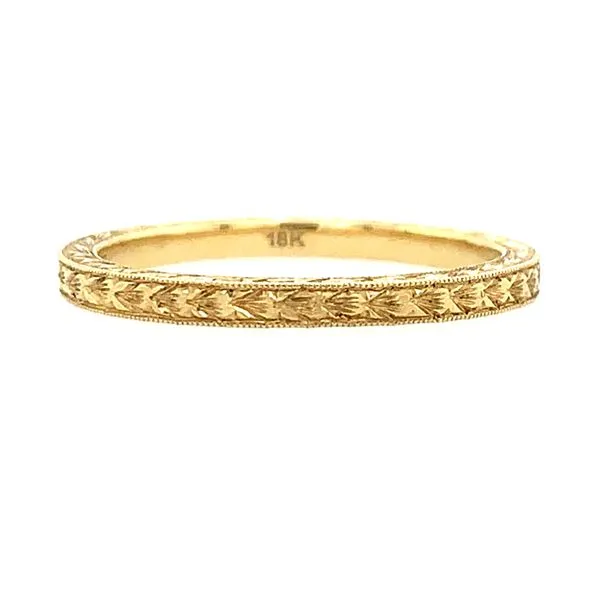 18KY Gold 1.7 mm Design-Engraved Milgrain Band Franzetti Jewelers Austin, TX