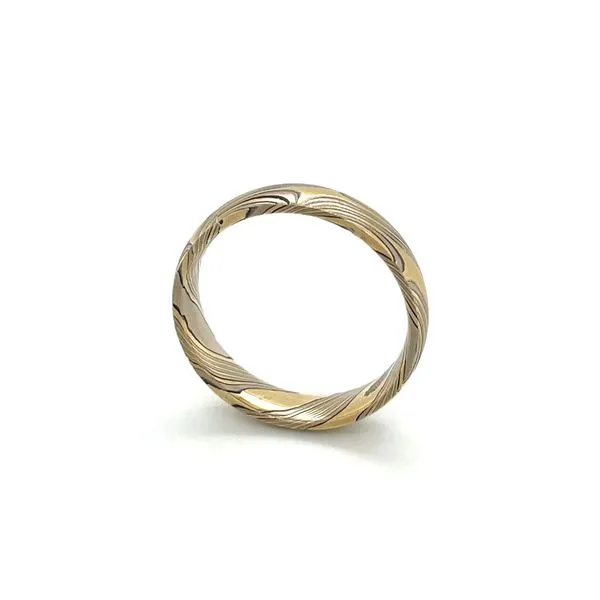 18KY & 14KW Gold Mokume Gane 5 MM Wedding Band Image 4 Franzetti Jewelers Austin, TX