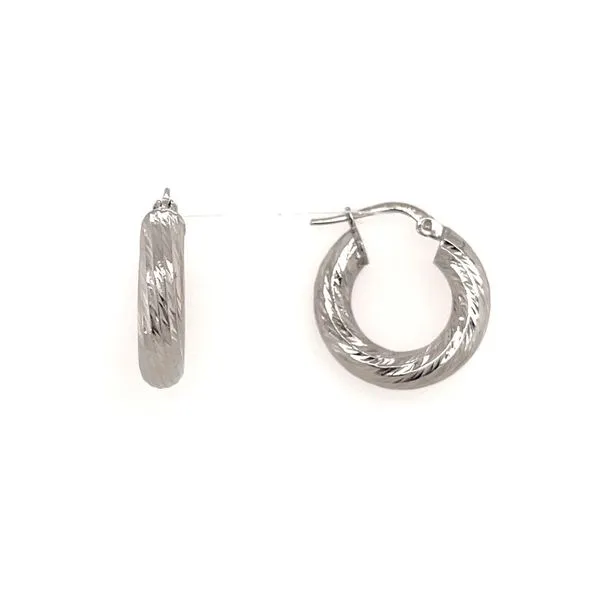 14K White Gold Diamond Cut Twist Hoop Earrings 18 MM Franzetti Jewelers Austin, TX