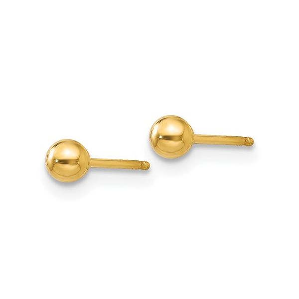 14KY Gold Polished 3 mm Ball Stud Earrings Image 2 Franzetti Jewelers Austin, TX