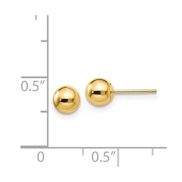 14KY Gold Polished 5 mm Ball Stud Earrings Image 4 Franzetti Jewelers Austin, TX