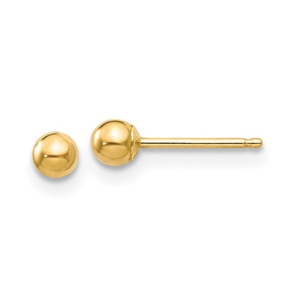 14KY Gold Polished 3 mm Ball Stud Earrings Franzetti Jewelers Austin, TX