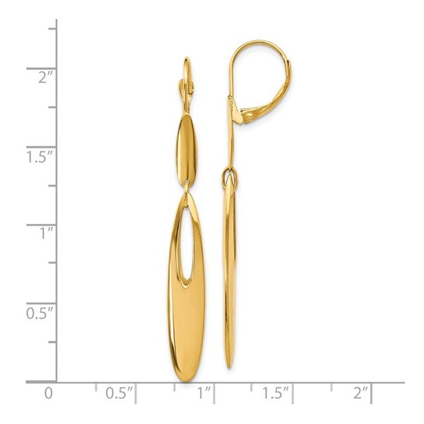 14KY Gold Polished Lever Back Dangle Earrings Image 5 Franzetti Jewelers Austin, TX