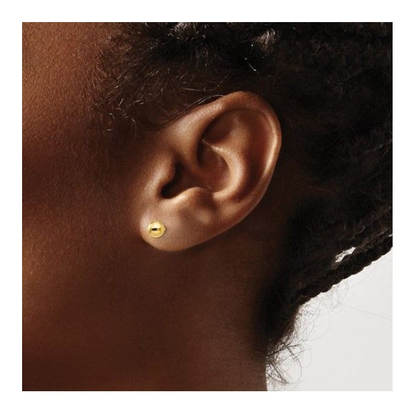 14KY Gold Polished 5 mm Ball Stud Earrings Image 3 Franzetti Jewelers Austin, TX