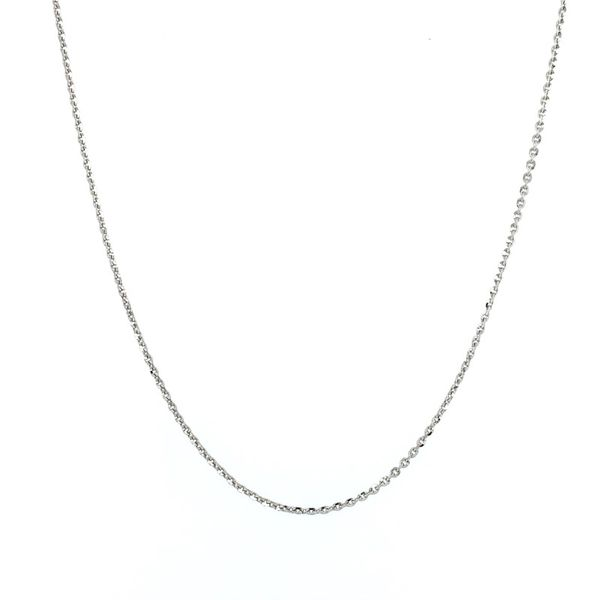 14K White Gold 0.8 mm Diamond Cut Cable Chain 20