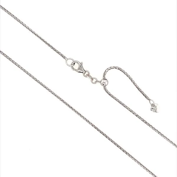 14K White Gold Diamond Cut Foxtail Adjustable Chain 22