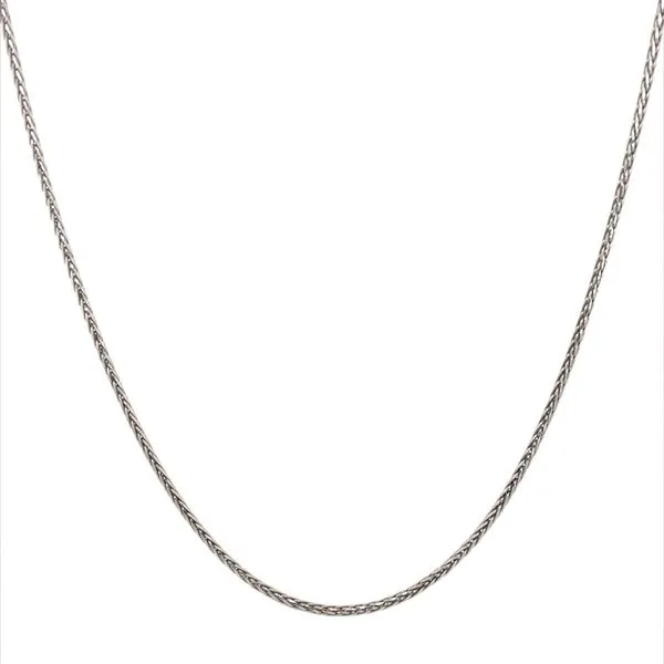 14K White Gold Diamond Cut Foxtail Adjustable Chain 22