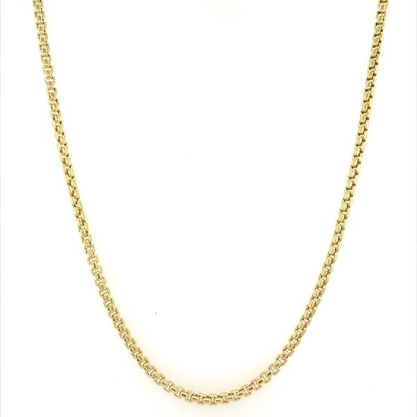 14K Yellow Gold 2.5 MM Rounded Box Chain 28