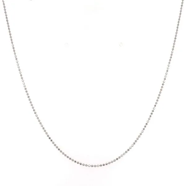 14K White Gold 0.9 mm Bead Chain 18