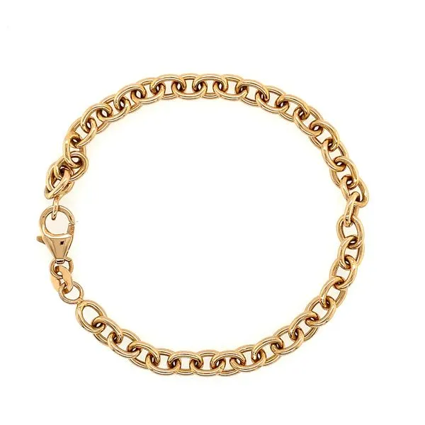 18K Rose Gold Hollow Oval Link Bracelet - 7